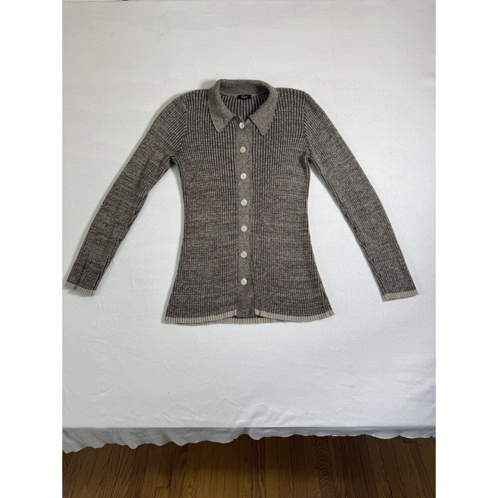 Rails Rory Brown Multi Ribbed Knit Collared Button Up Cardigan M - Picture 2 of 7